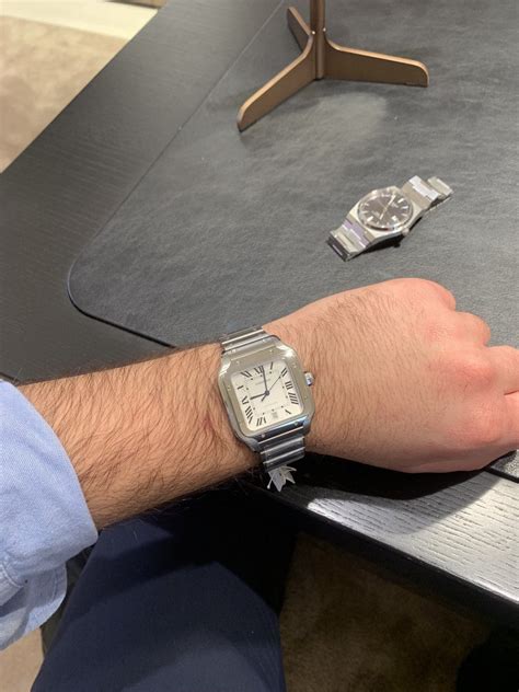 cartier santos large on wrist